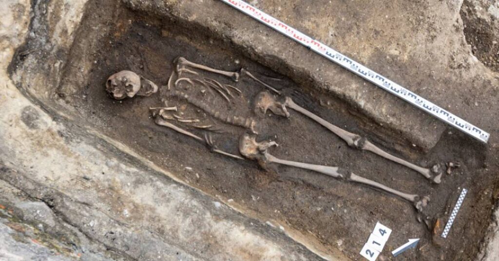 Esqueleto completo de cavaleiro medieval é descoberto sob antiga sorveteria na Polônia