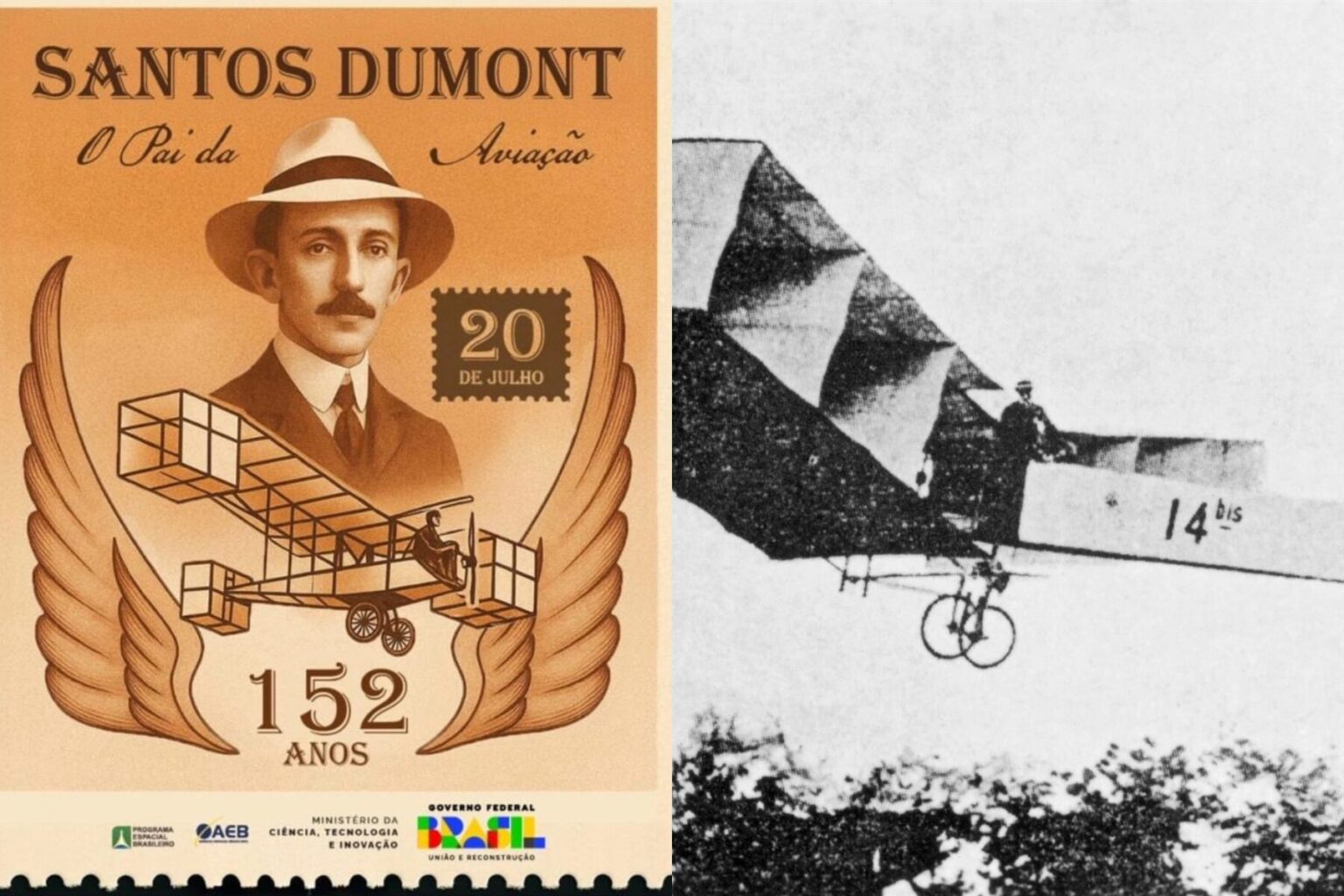 AEB homenageia Santos Dumont com 14 Bis ao contrário
